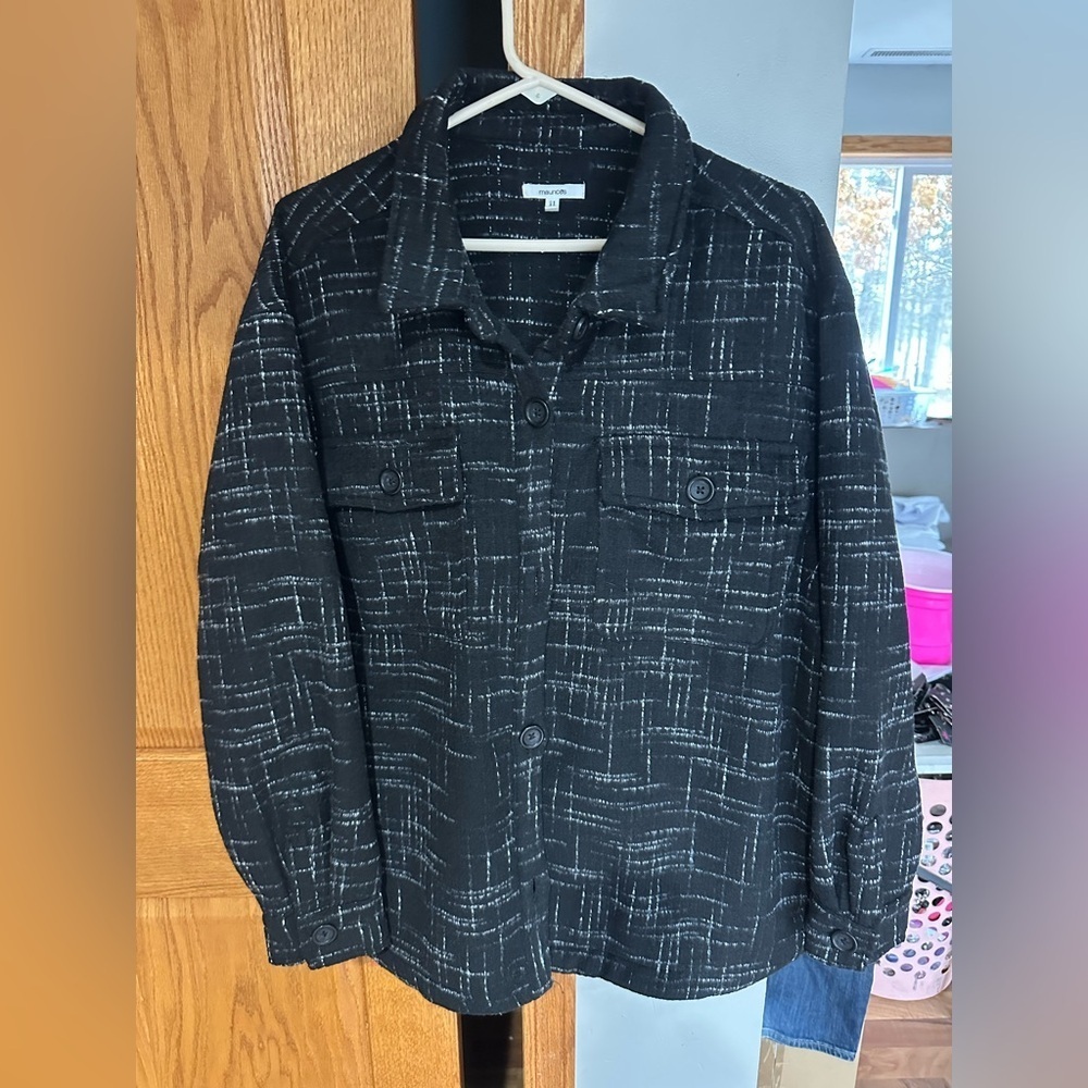 NWOT! Black and White Print Wool Blend Shacket!